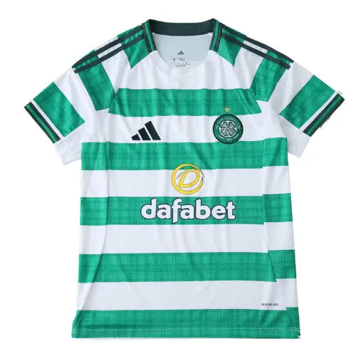 camisa celtic 2025, camisa verde e branca futebol, escudo bordado celtic, uniforme escocês 25/26, camisa torcedor celtic glasgow