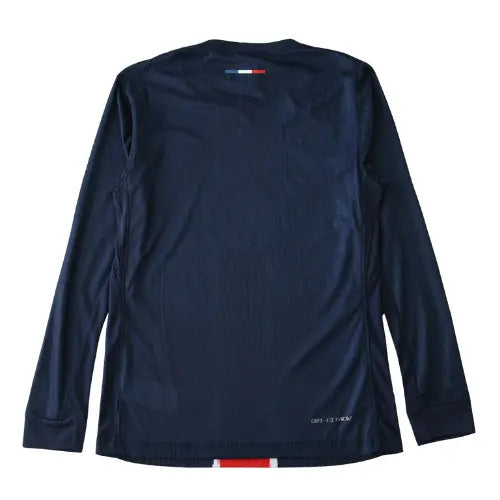 Camisa PSG 2024 2025 manga longa, uniforme titular azul marinho com escudo bordado, camisa Paris Saint-Germain de inverno, modelo com mangas compridas PSG

