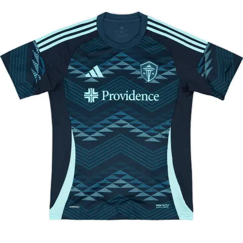 camisa seattle sounders 2025, uniforme titular 2025/26, mls, futebol americano, camisa verde e azul, versão torcedor, design moderno

