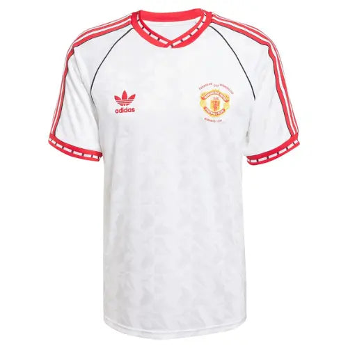 camisa manchester united 1990, manga curta, uniforme campeão da cup winners' cup, retrô clássico vermelho, futebol inglês, torcedor e colecionador

