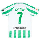 camisa bétis antony 7, camisa torcedor personalizada, camisa bétis 2024, uniforme verde e branco, escudo real bétis, futebol espanhol