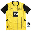 camisa borussia dortmund 2024, camisa torcedor aurinegro, escudo bordado borussia, uniforme principal dortmund, futebol alemão, camisa amarela bvb