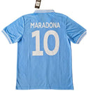 camisa napoli retrô 1985, uniforme da era maradona, manto clássico azul celeste, futebol italiano, versão torcedor, peça histórica

