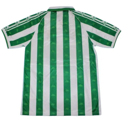 camisa retrô real bétis 1996, uniforme clássico anos 90, camisa histórica, futebol espanhol, verde e branco, manto nostálgico torcedor

