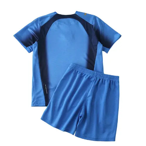 camisa itália 2006 infantil, uniforme retrô copa 2006, escudo itália bordado, kit azul azzurra, camisa infantil futebol italiano